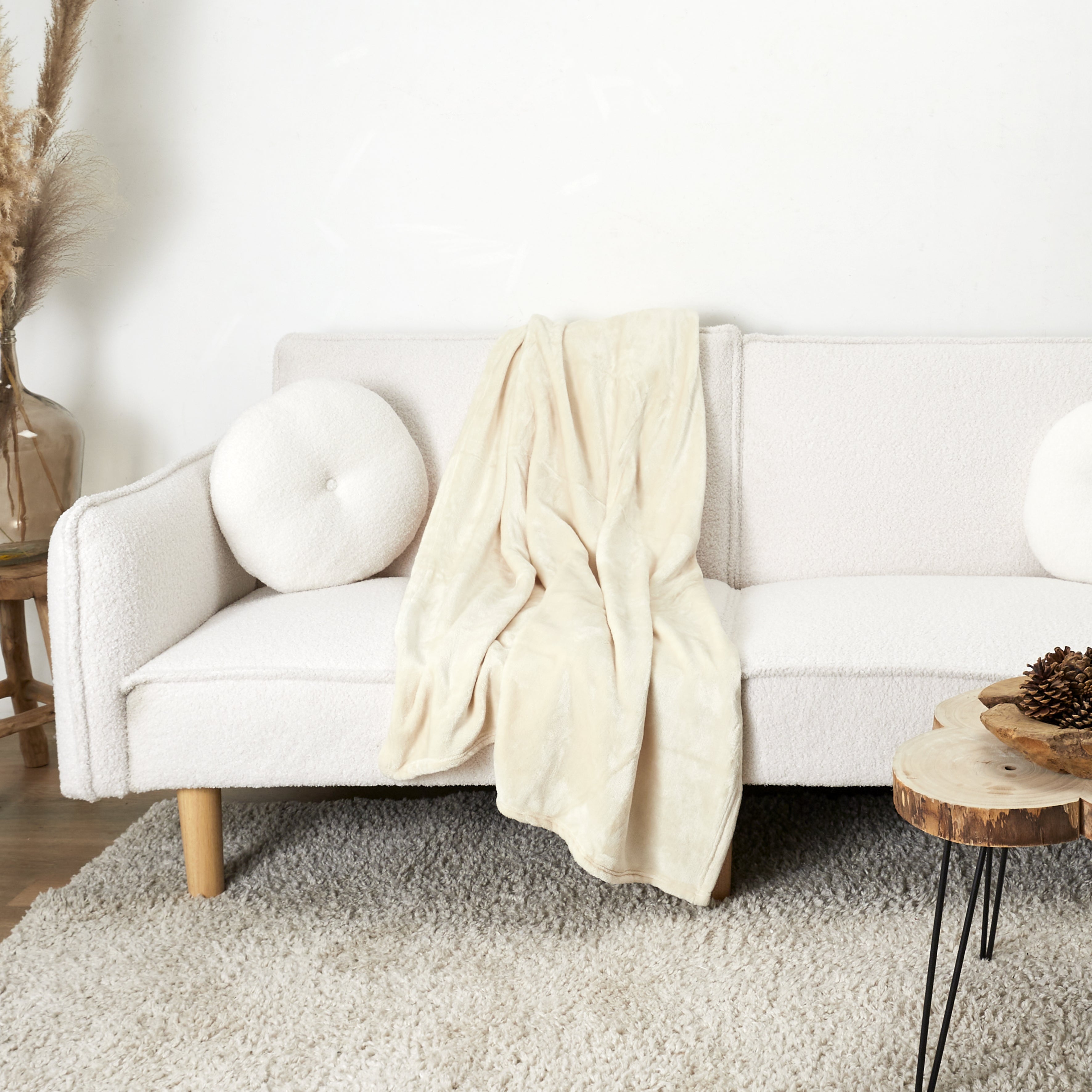 PLAID FLANELLE BEIGE 125X150CM