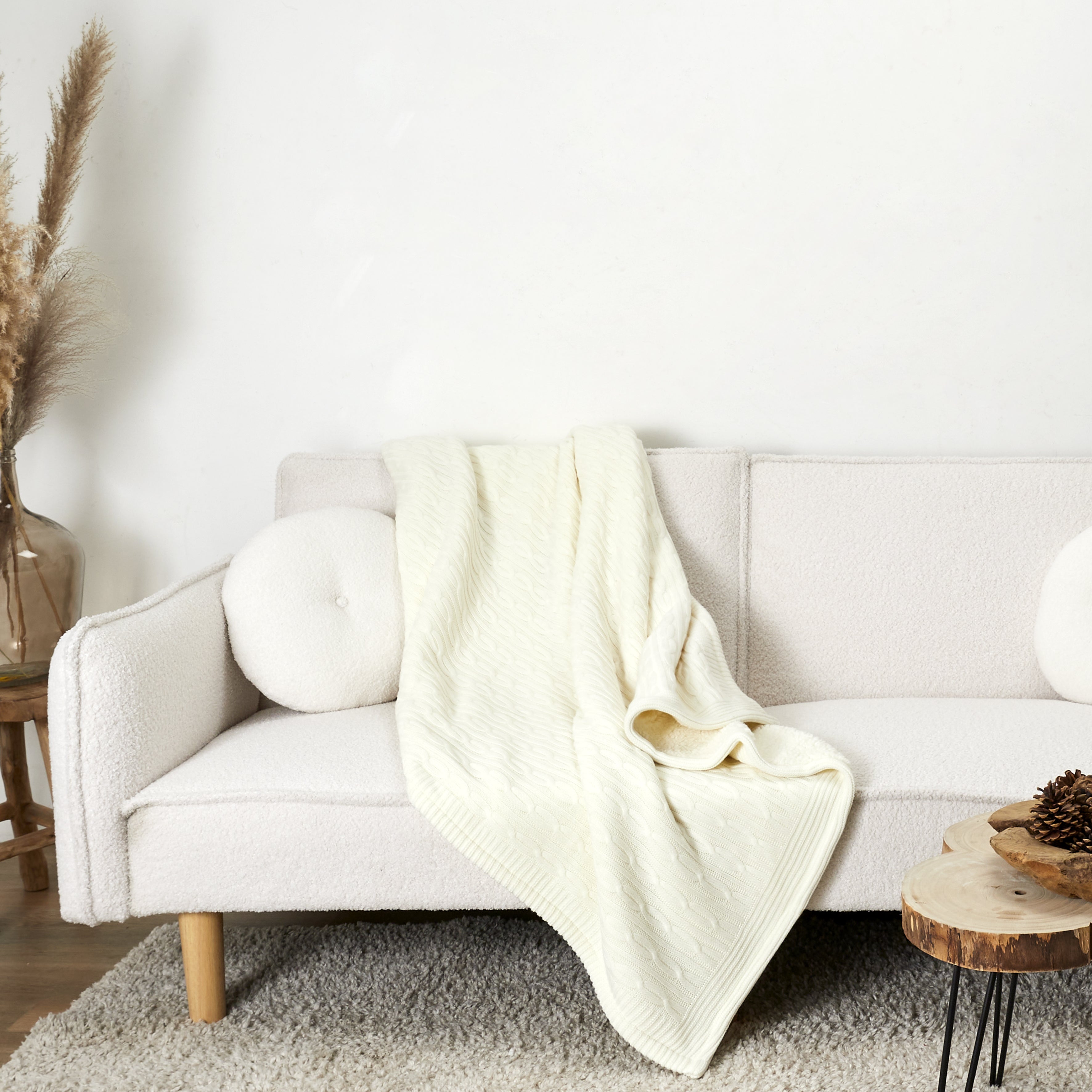 PLAID SHERPA TORSADE CREME 120X150CM