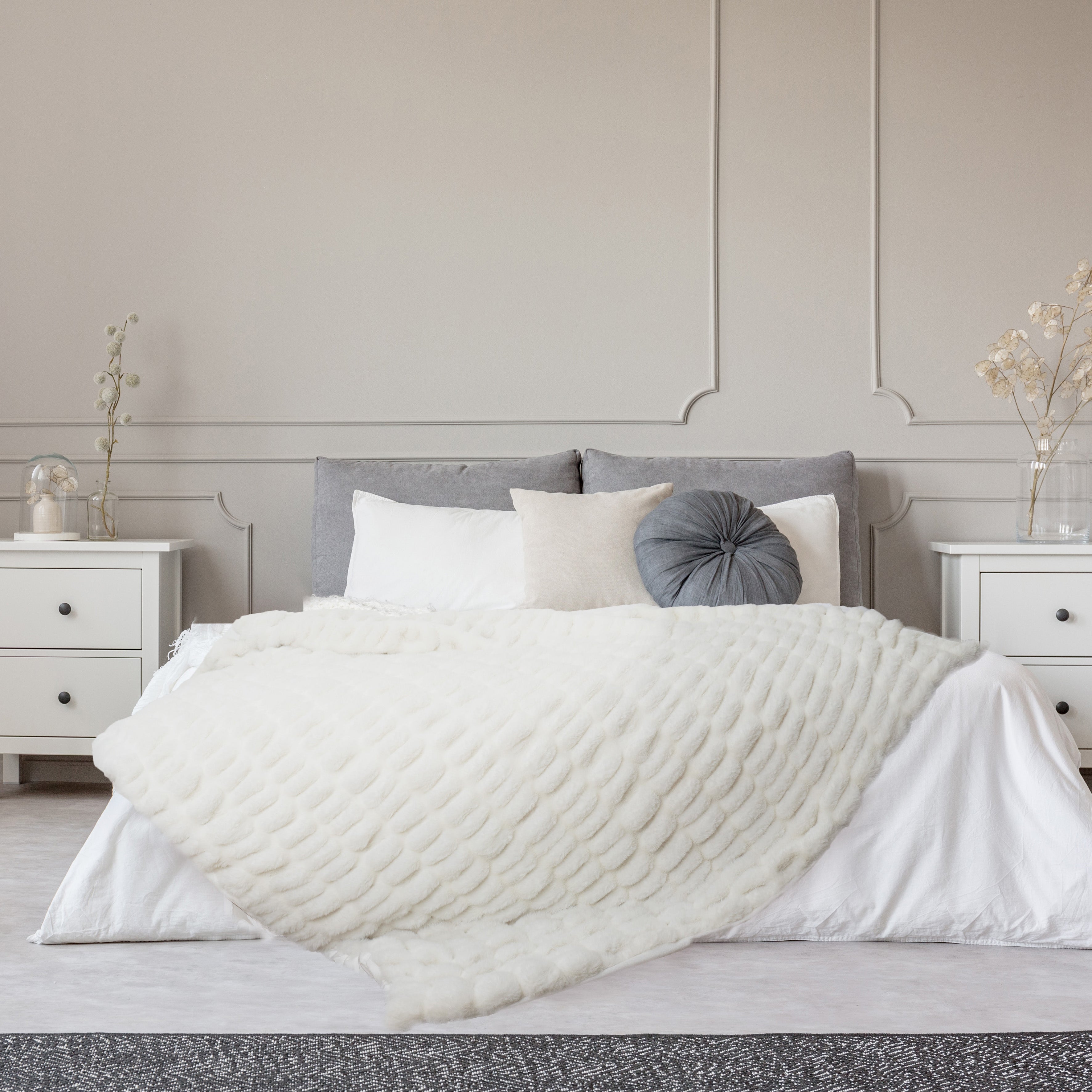 PLAID IMT FOURRURE LUXURY BLANC 140X200CM