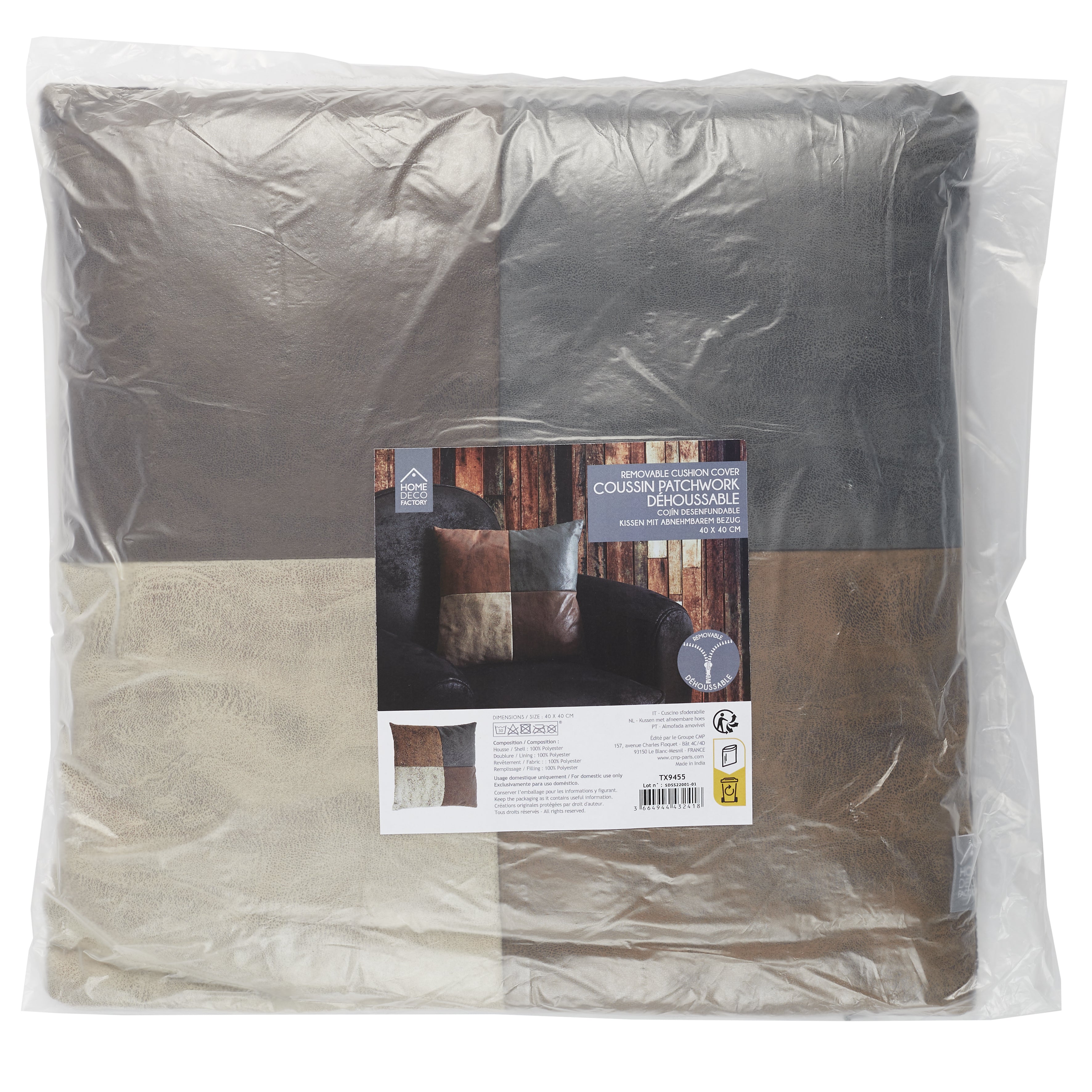 COUSSIN PATCHWORK PU DEHOUSSABLE 40X40CM