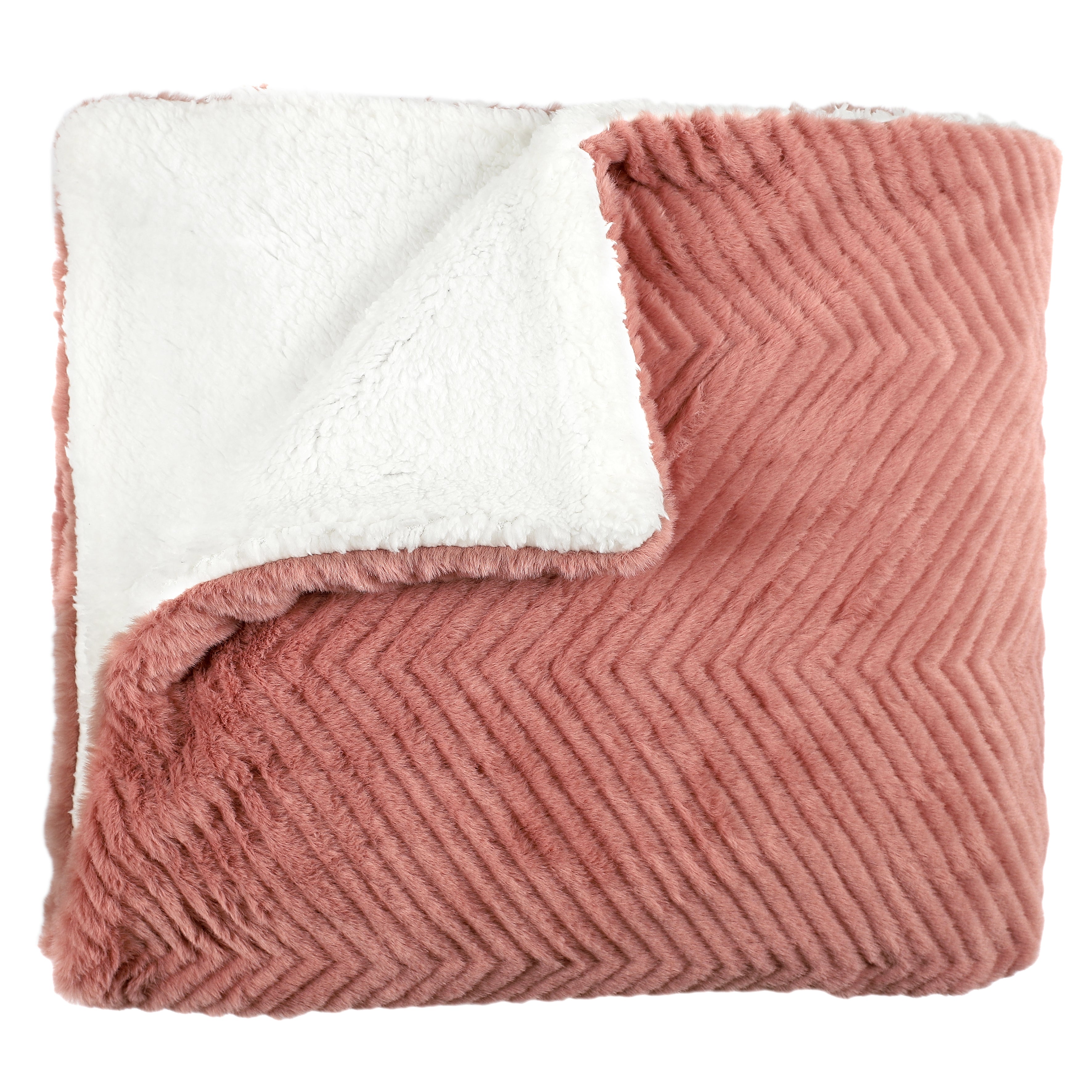 PLAID IMIT FOURRURE ROSE ET SHERPA 140X200CM