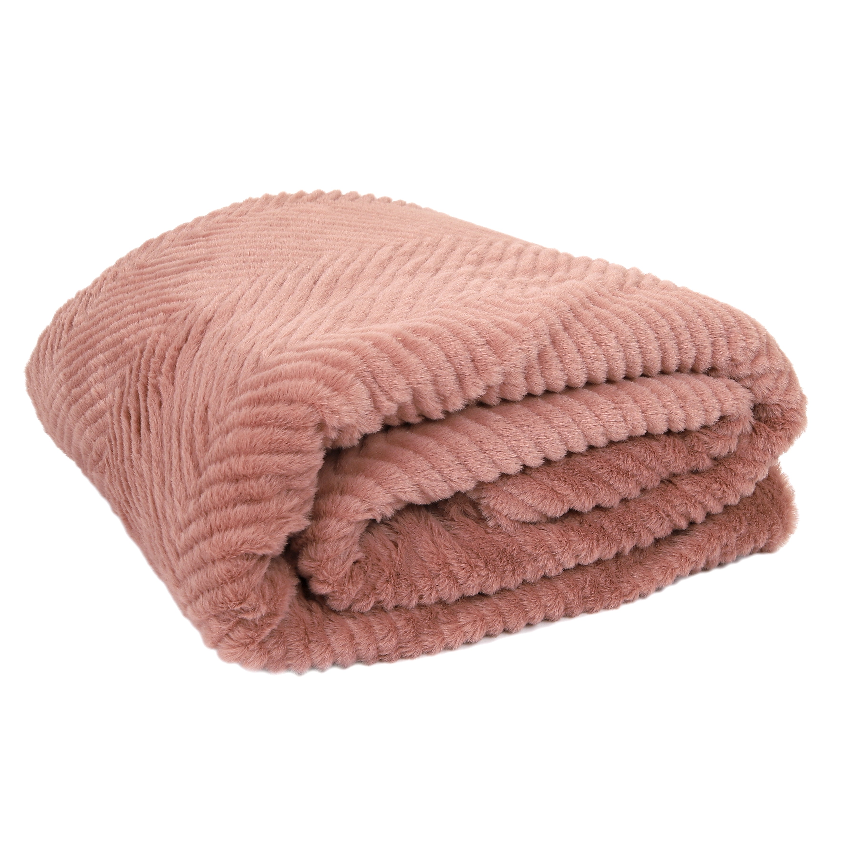 PLAID IMIT FOURRURE ROSE ET SHERPA 140X200CM