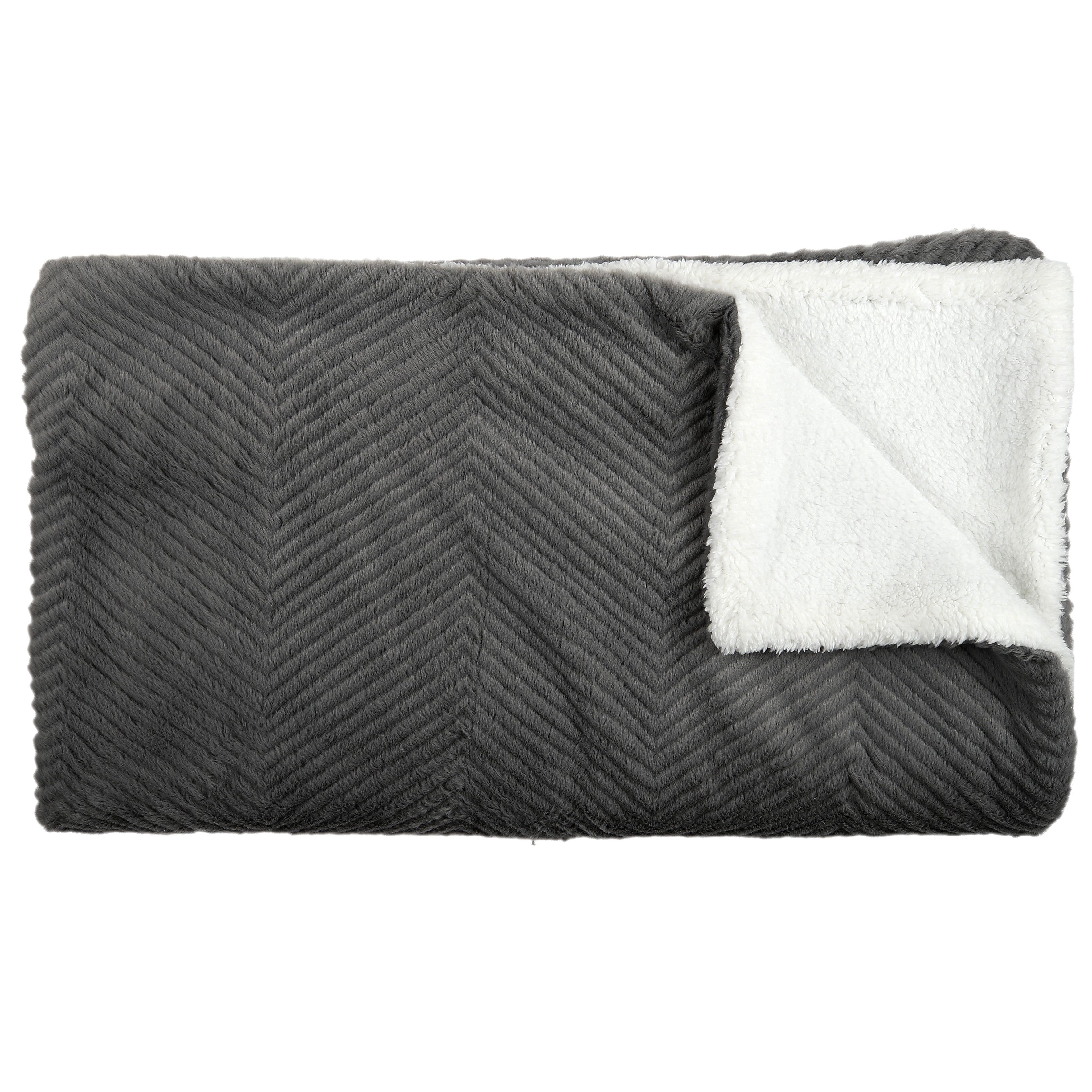 PLAID IMIT FOURRURE GRIS ET SHERPA 140X200CM