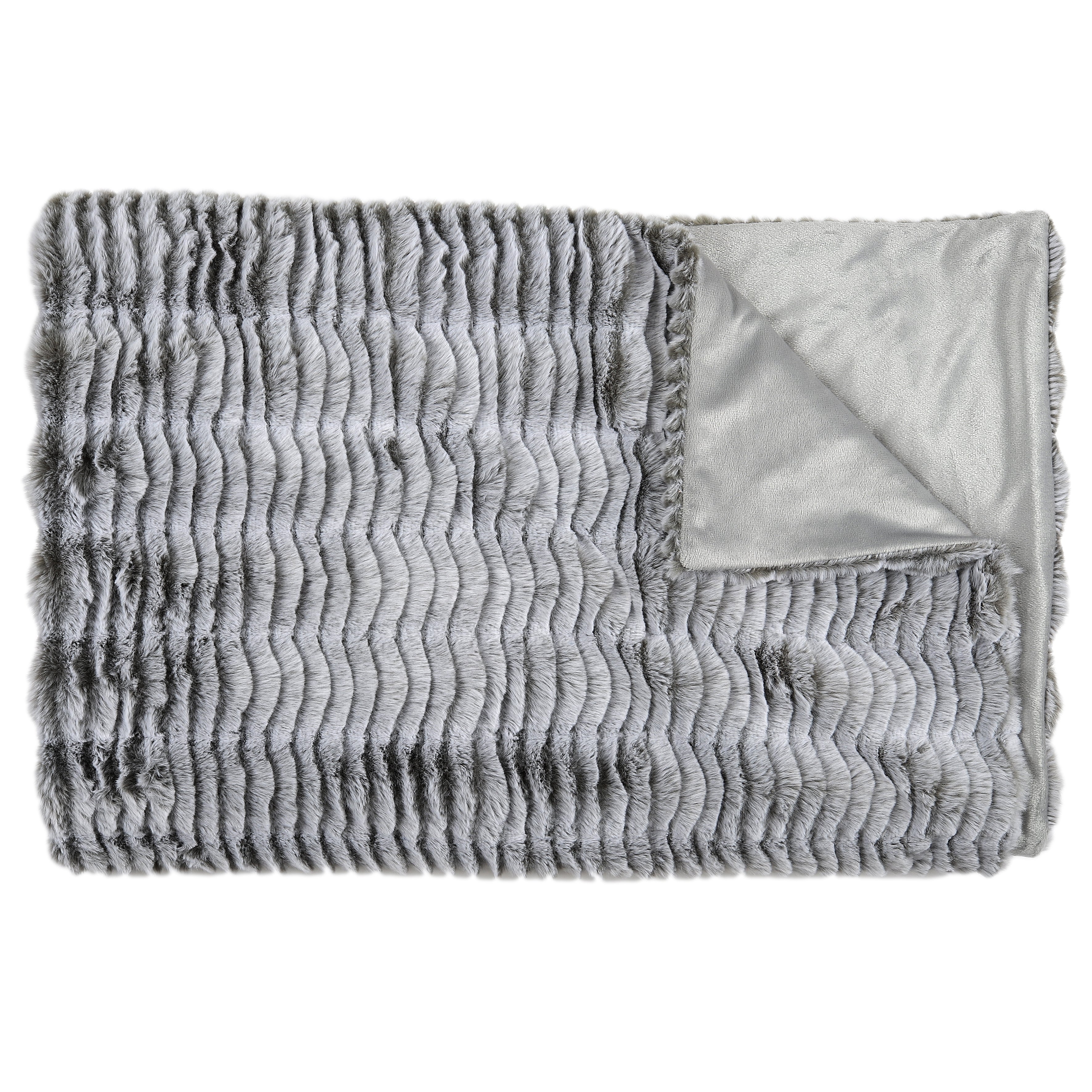 PLAID IMIT FOURRURE OPULENCE GRIS 120X150CM