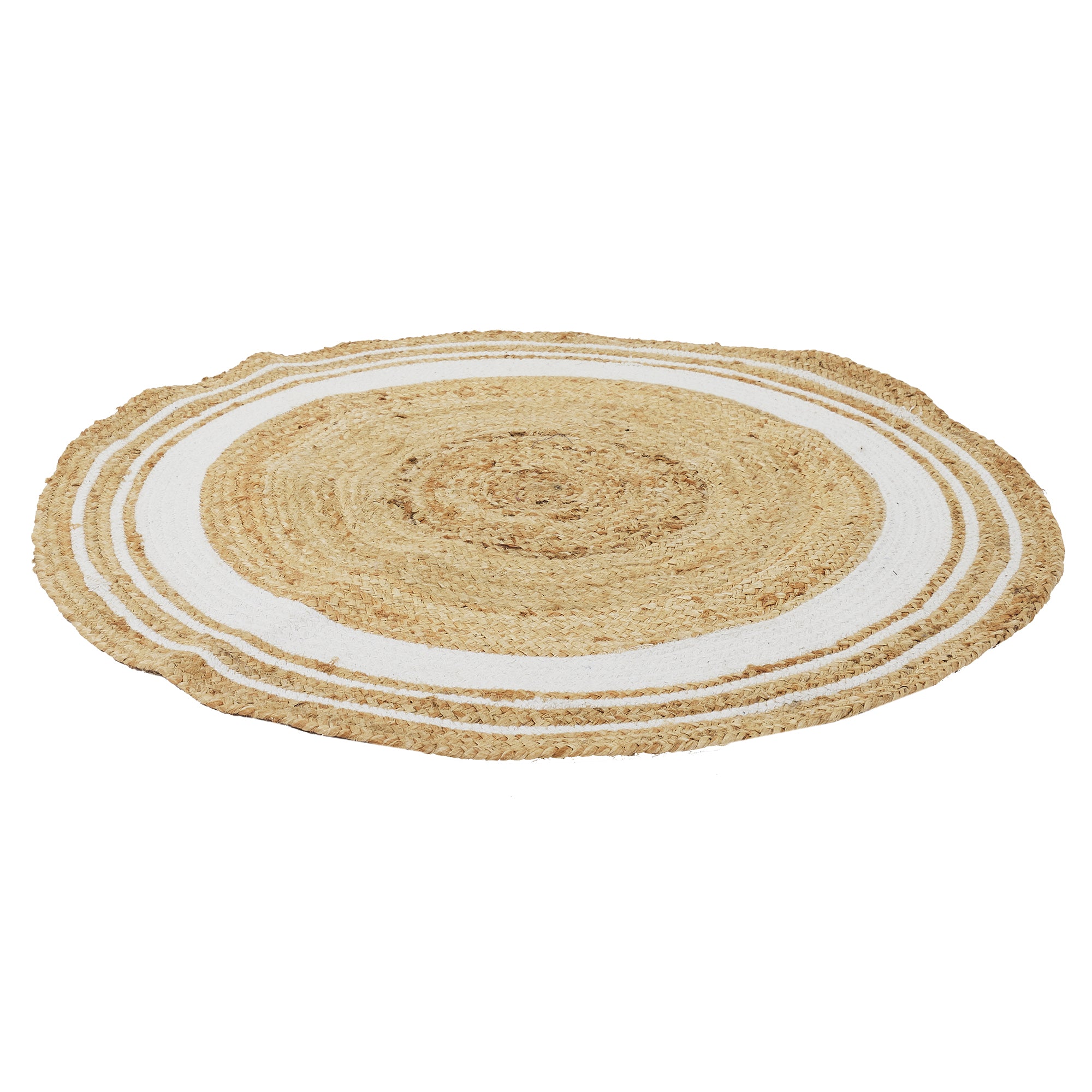 TAPIS ROND JUTE COTON BLANC 90CM
