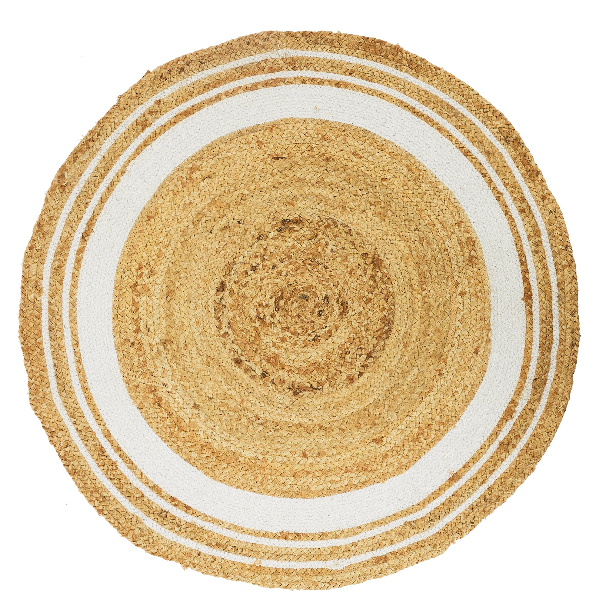 TAPIS ROND JUTE COTON BLANC 90CM