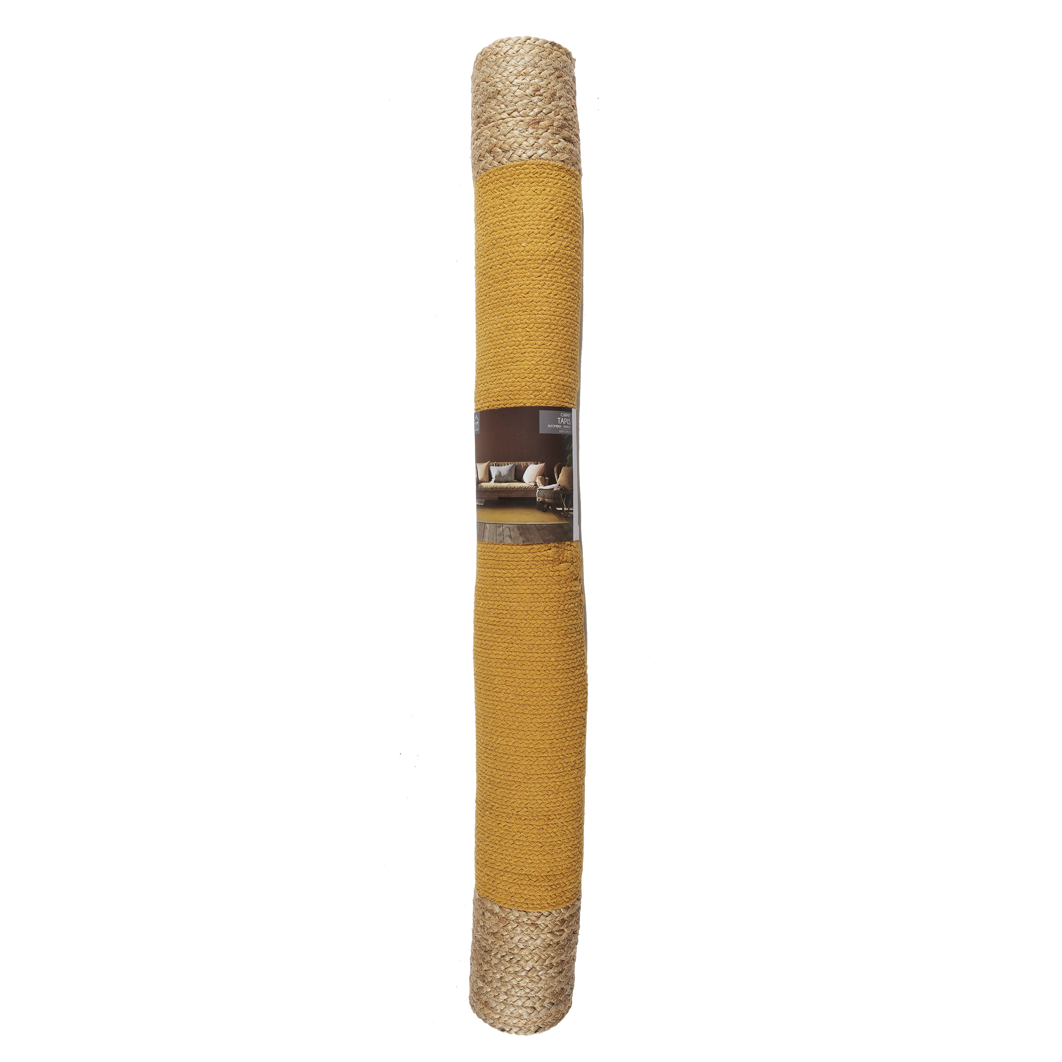 TAPIS JUTE COTON MOUTARDE 120X170CM