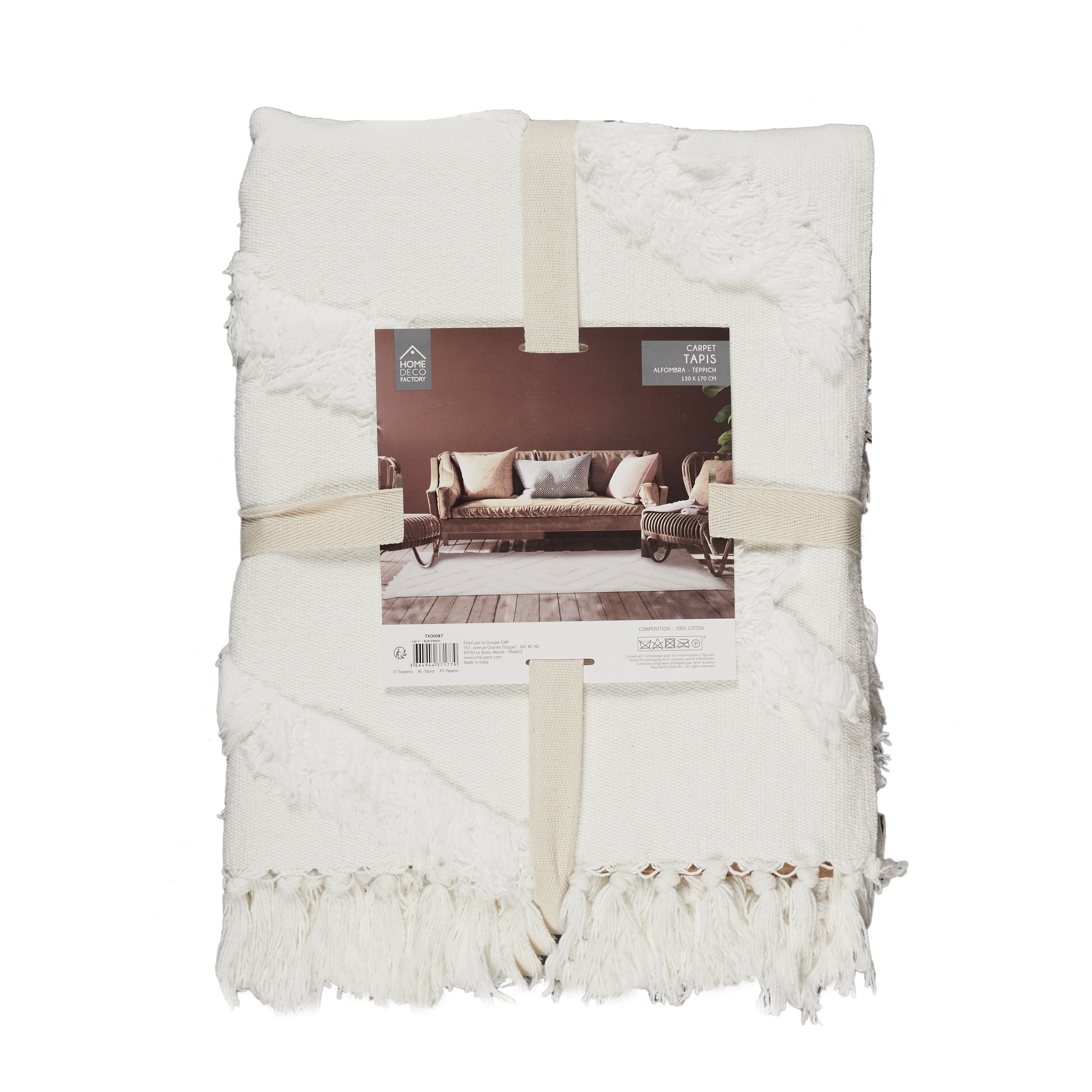 TAPIS ETHNIQUE TUFTE ECRU 120X170CM