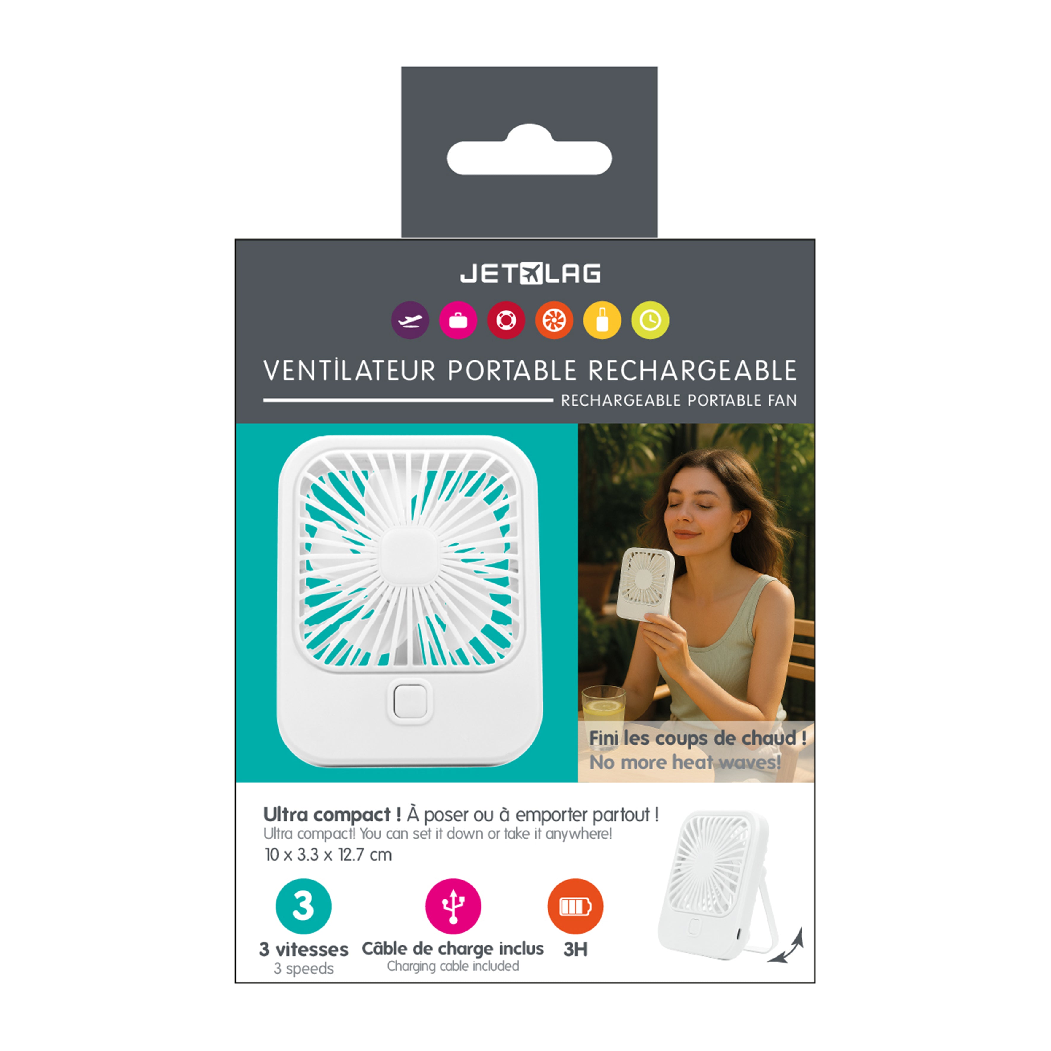 VENTILATEUR PORTABLE COMPACT ET RECHARGEABLE