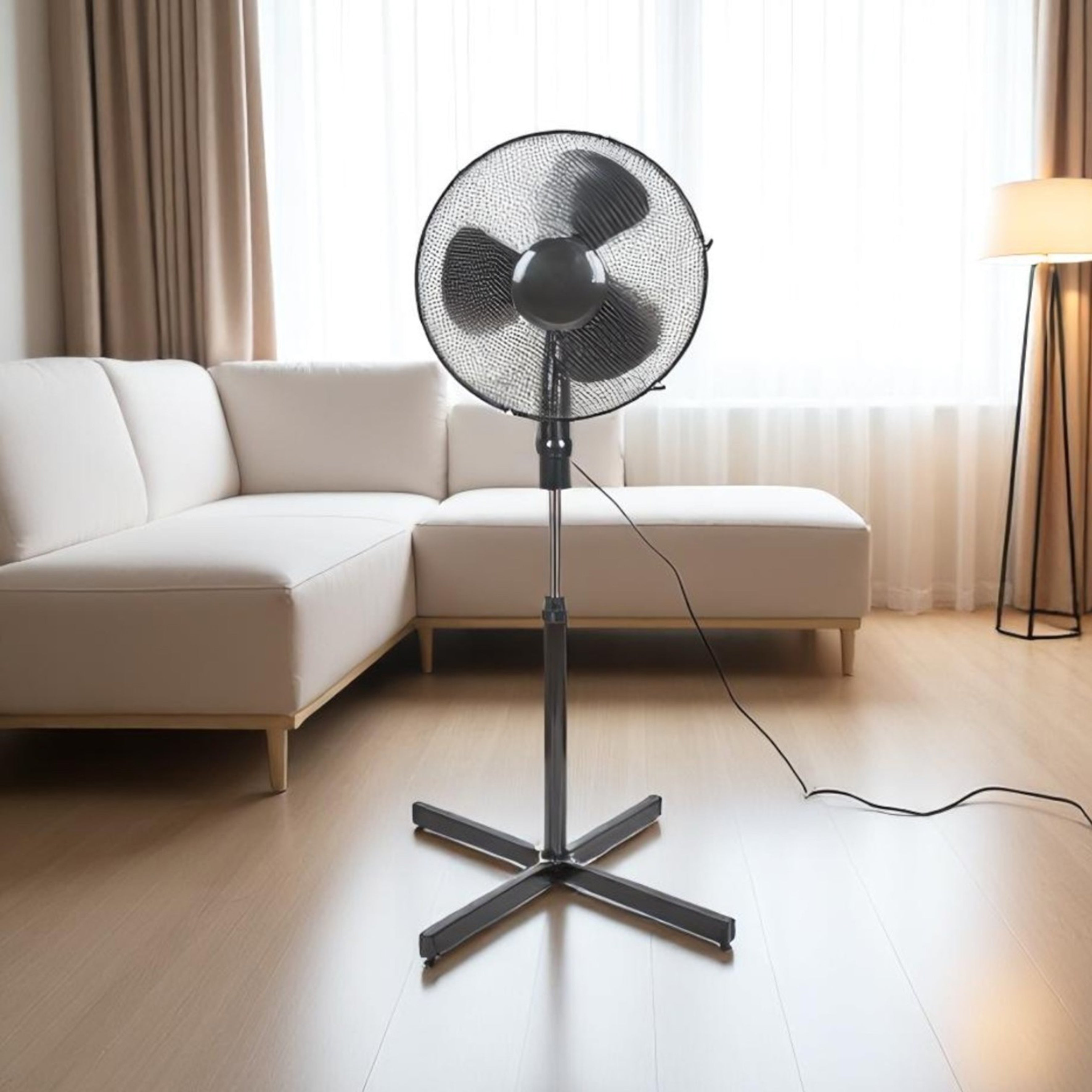 VENTILATEUR SUR PIED H128CM NOIR