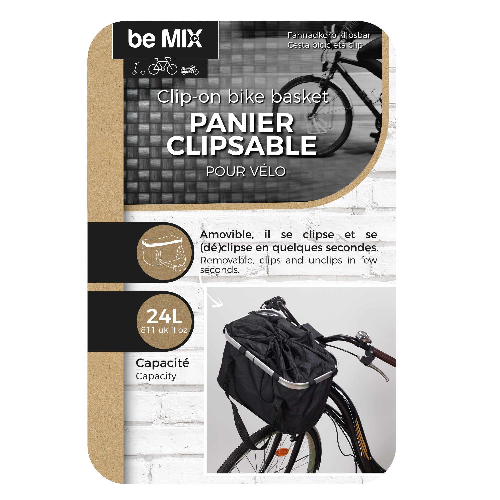 PANIER VELO POLYESTER CLIPSABLE 24L