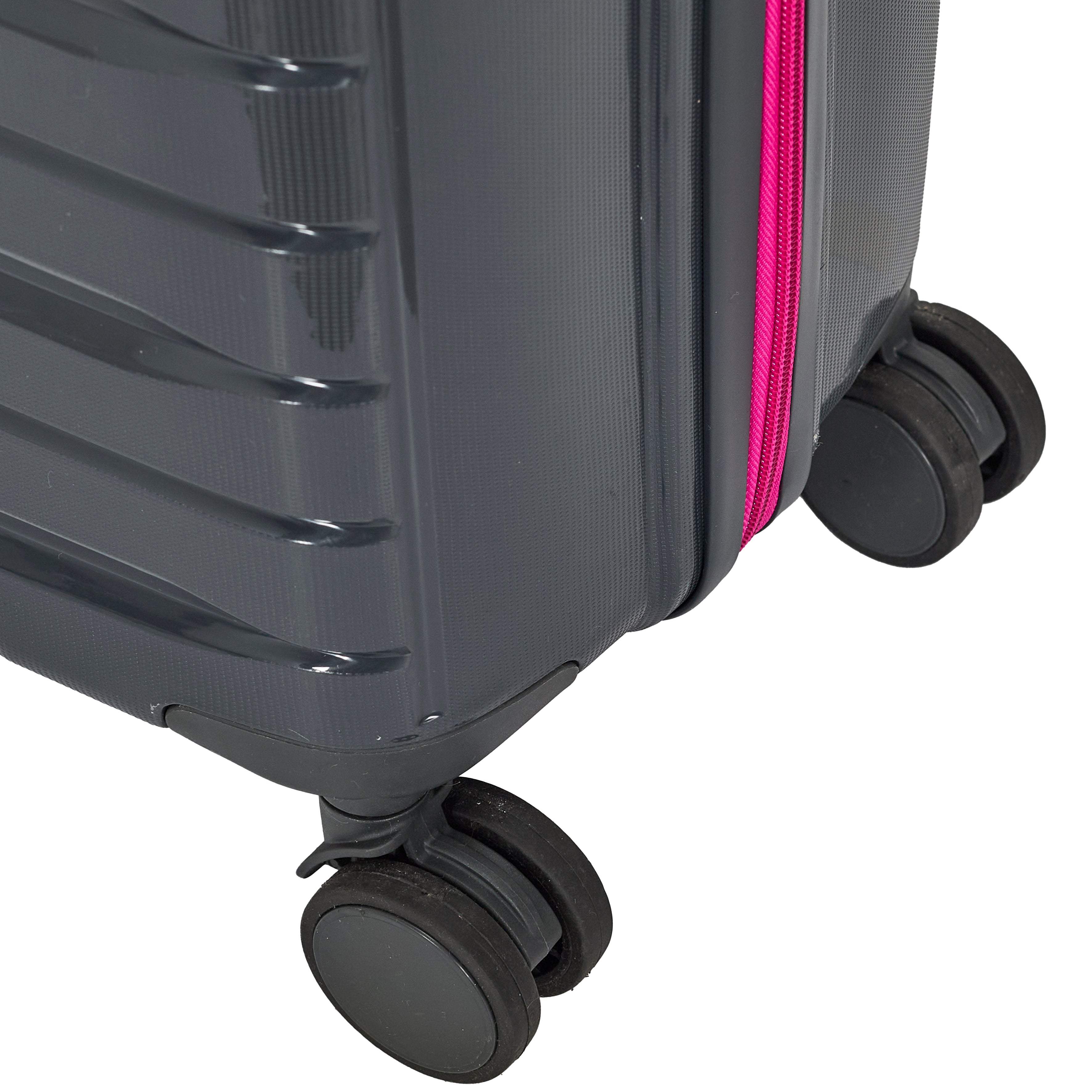 VALISE ROME GRIS ZIP ROSE FLUO X3 36L 60L 86L