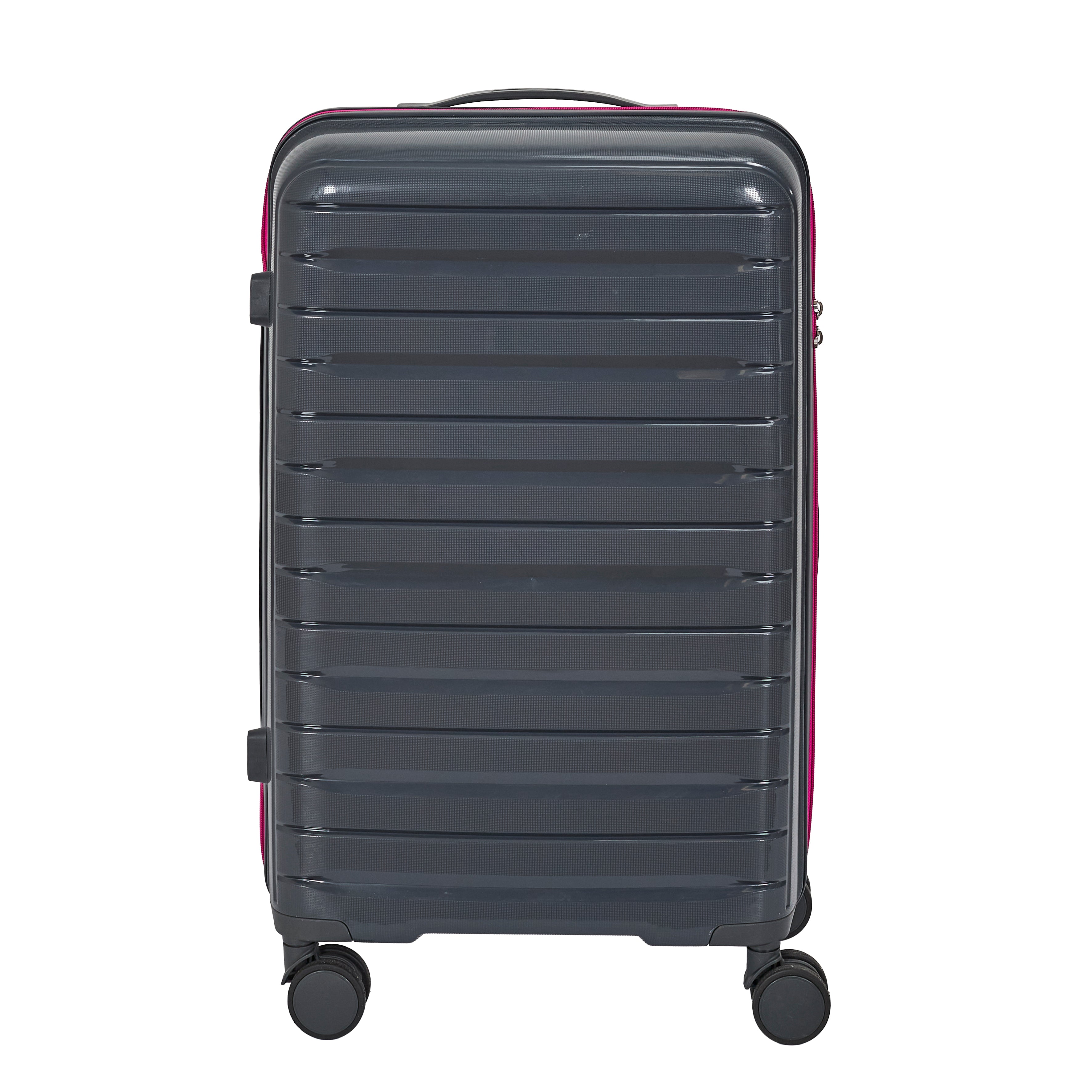 VALISE ROME GRIS ZIP ROSE FLUO X3 36L 60L 86L