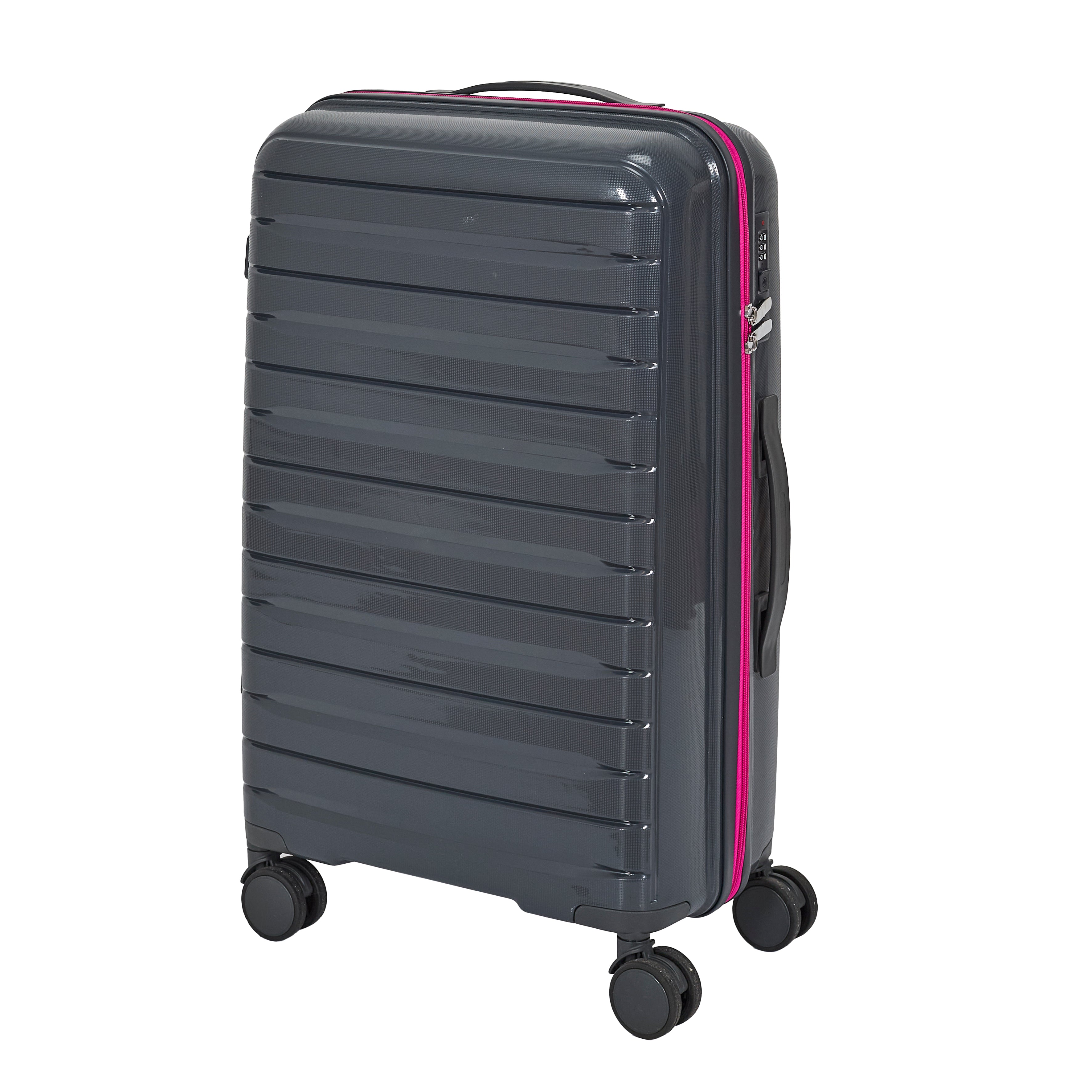 VALISE ROME GRIS ZIP ROSE FLUO X3 36L 60L 86L