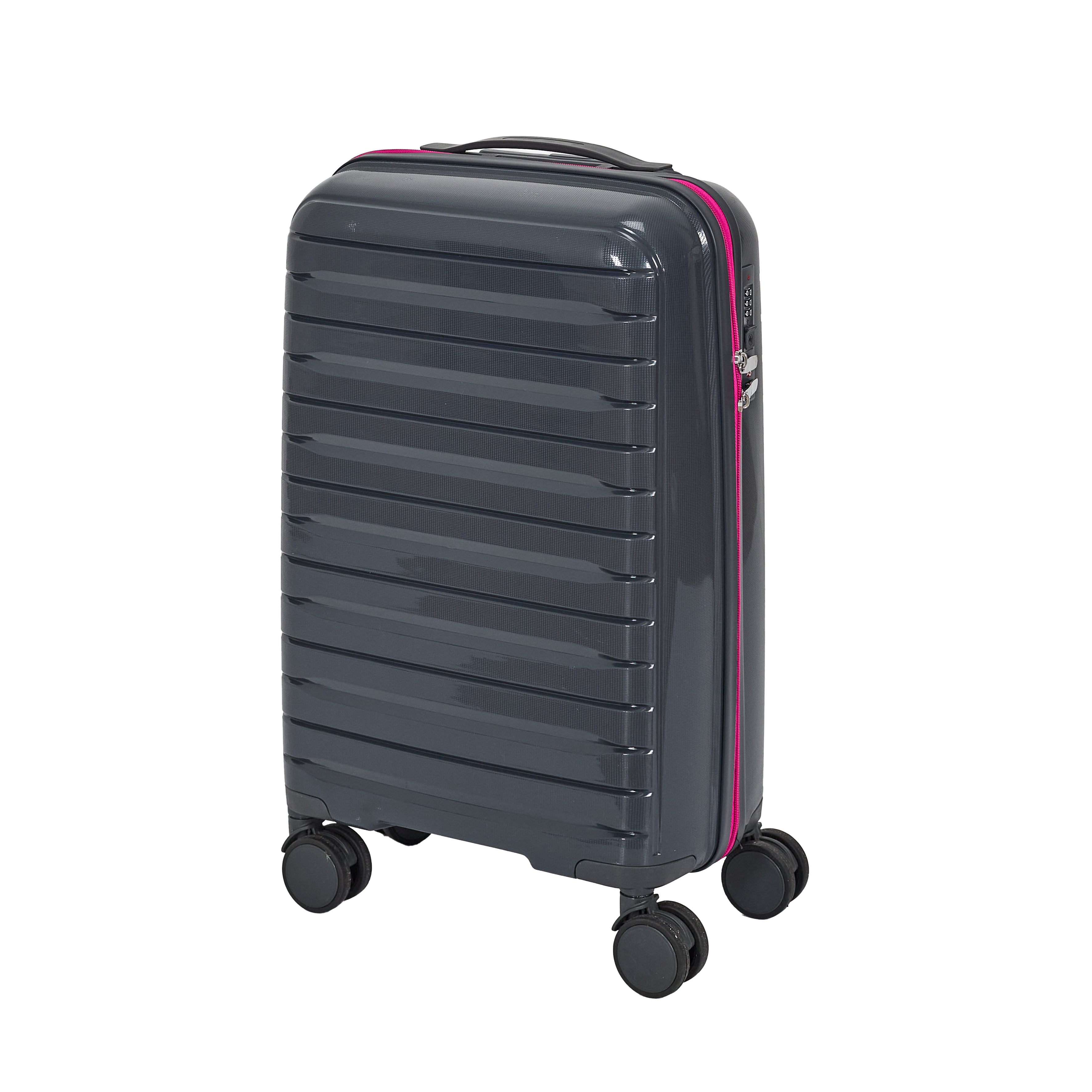 VALISE ROME GRIS ZIP ROSE FLUO X3 36L 60L 86L