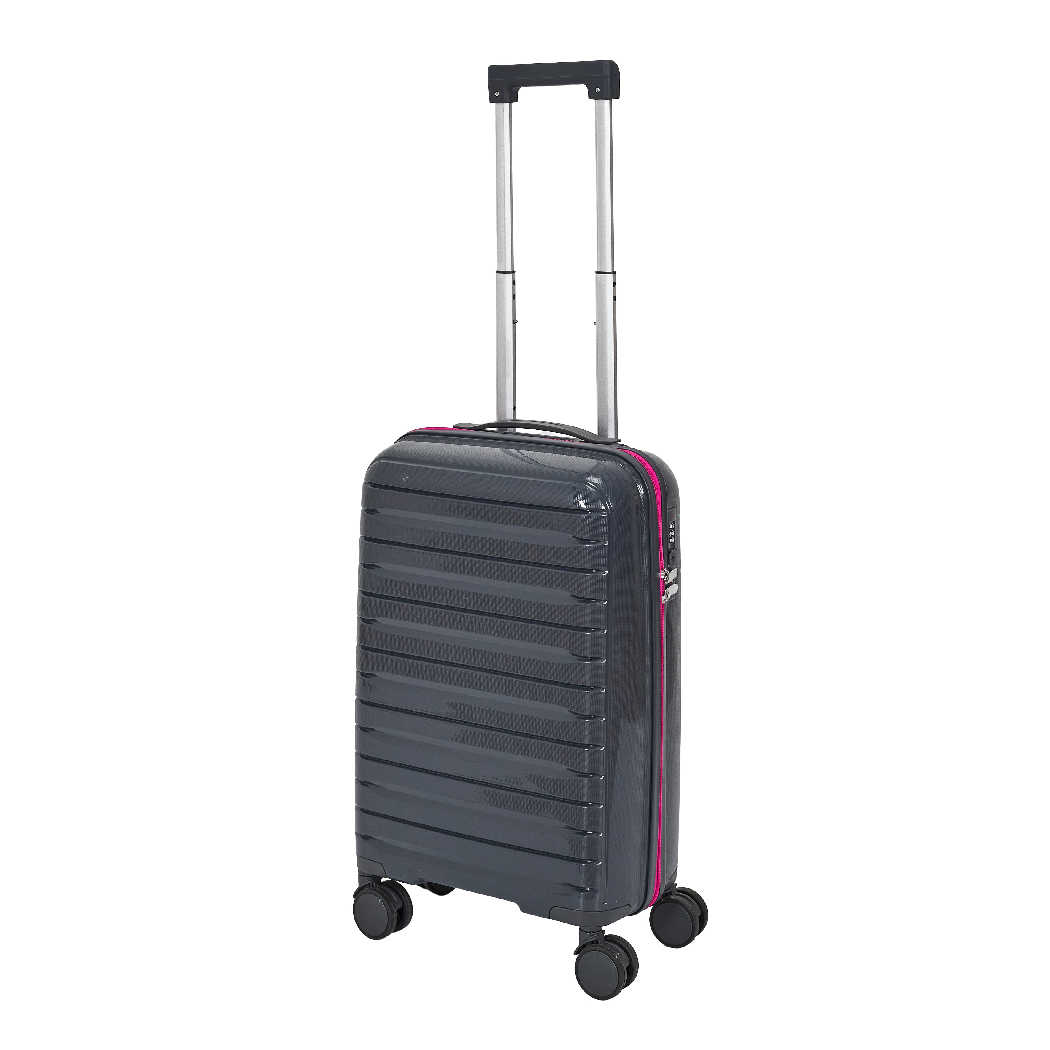 VALISE ROME GRIS ZIP ROSE FLUO X3 36L 60L 86L