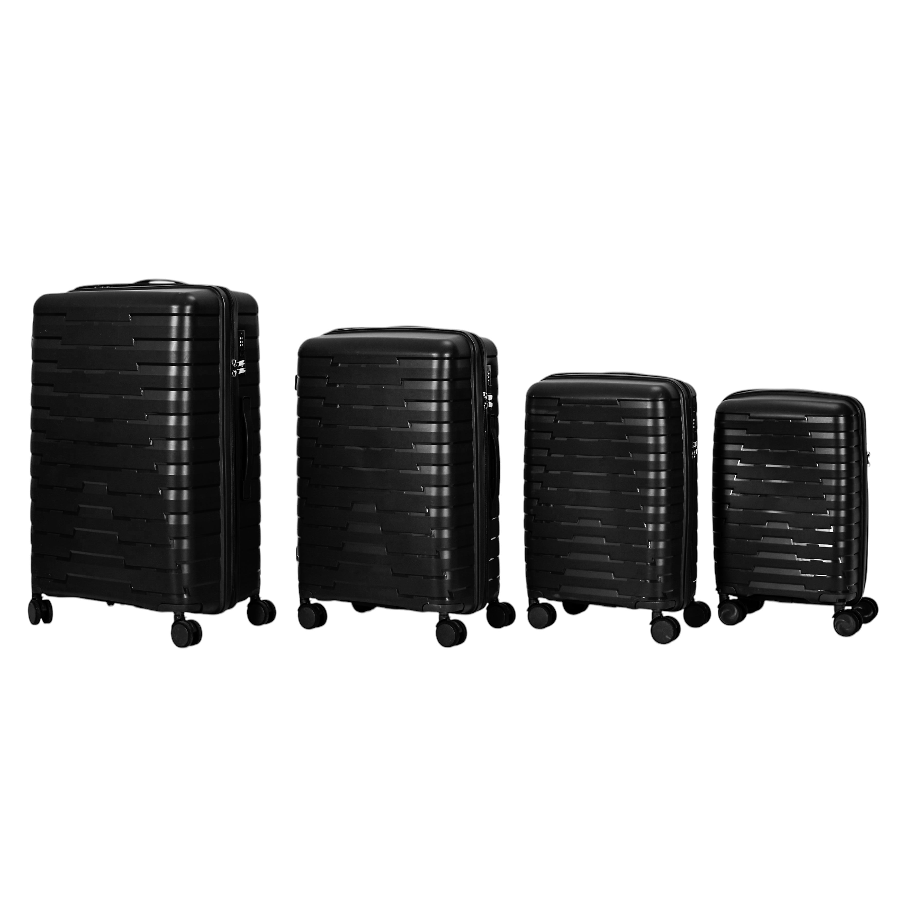 SET 4 VALISE NOIR CABINE ROUES AMOVIBLES NAPLES